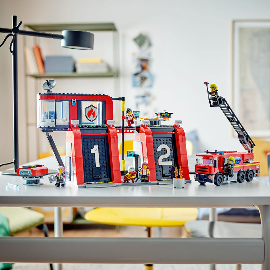 LEGO® City La caserne et le camion de pompiers-LEGO®-LGO-60414-CLÉMENT
