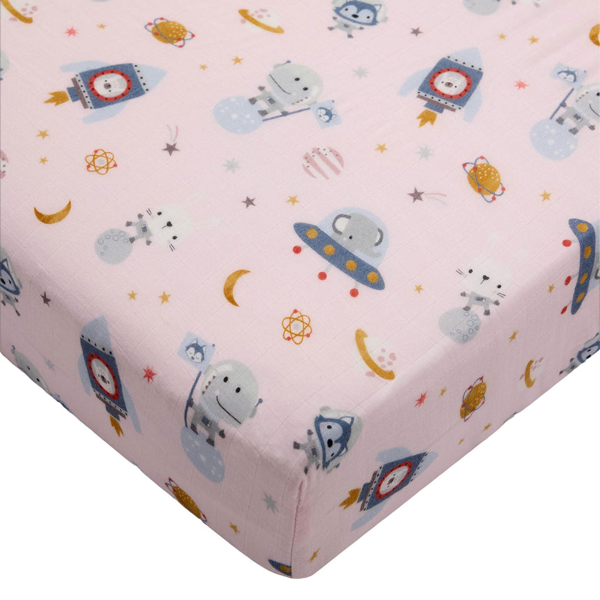 Drap Contour pour Lit de Bébé - Mousseline Bambou Astro-Loulou Lollipop-LLP-CRIBASX-CLÉMENT