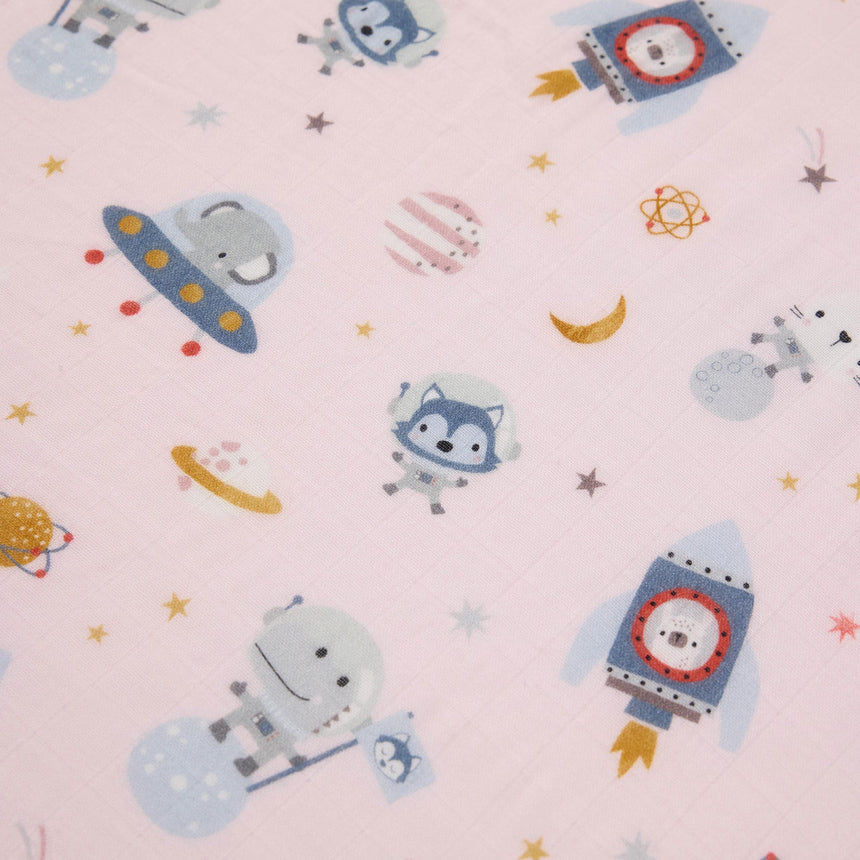 Drap Contour pour Lit de Bébé - Mousseline Bambou Astro-Loulou Lollipop-LLP-CRIBASX-CLÉMENT