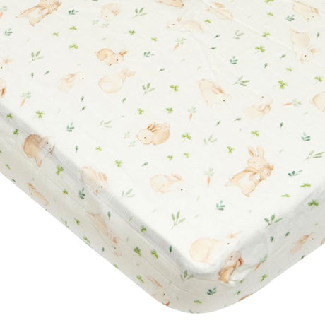 Drap Contour pour Lit de Bébé - Mousseline Bambou Lapins-Loulou Lollipop-LLP-CRIBBUNNY-CLÉMENT