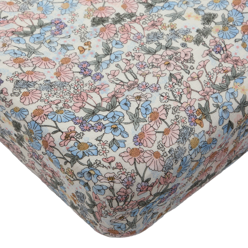 Drap Contour pour Lit de Bébé - Mousseline Bambou Jardin Anglais-Loulou Lollipop-LLP-CRIBENG-CLÉMENT