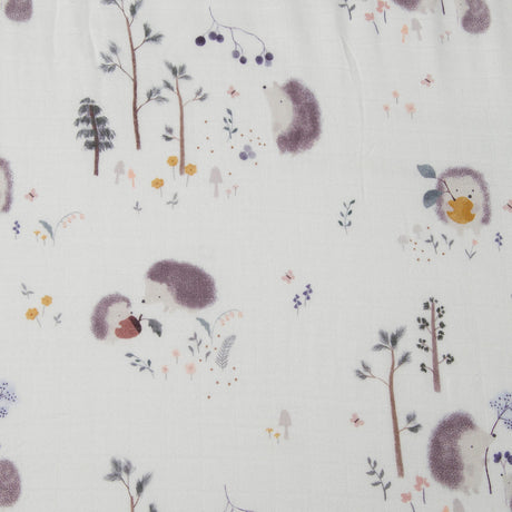 Drap Contour pour Lit de Bébé - Mousseline Bambou Hérissons-Loulou Lollipop-LLP-CRIBHGH-CLÉMENT