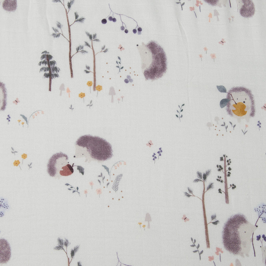 Drap Contour pour Lit de Bébé - Mousseline Bambou Hérissons-Loulou Lollipop-LLP-CRIBHGH-CLÉMENT