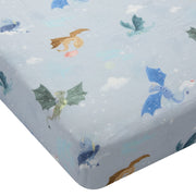 Drap Contour pour Lit de Bébé - Mousseline Bambou Dragons-Loulou Lollipop-LLP-CRIBMGD-CLÉMENT