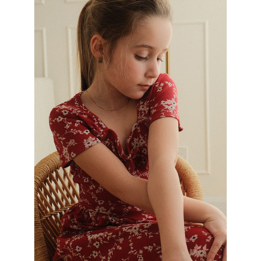 Robe Côtelée Fleurs Cerises 7-14ans-Look-LOK-1263506C-BOR-CLÉMENT