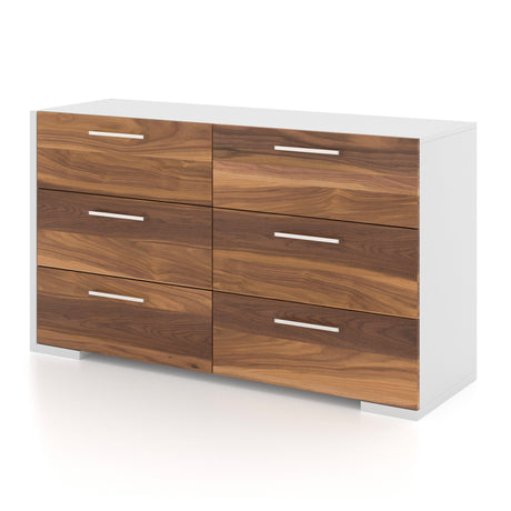 Commode 6 Tiroirs - Blanc Noyer-Meuble Meq-MEQ-6494BD-CLÉMENT