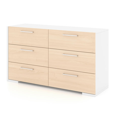 Commode 6 Tiroirs - Blanc Naturel-Meuble Meq-MEQ-6498BD-CLÉMENT