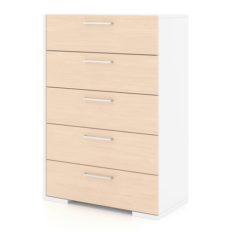 Commode 5 Tiroirs - Blanc Naturel-Meuble Meq-MEQ-6498C5-CLÉMENT