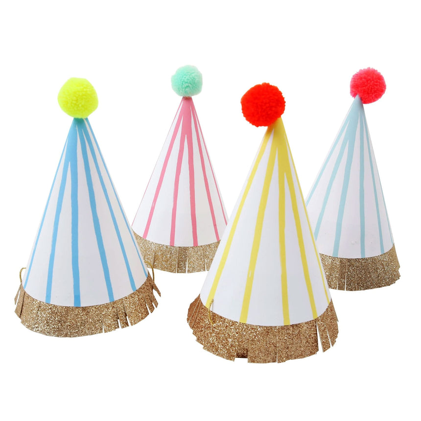 Chapeaux de Fêtes (8) Rayés Pompons Rétro-Meri Meri-MME-156025-CLÉMENT