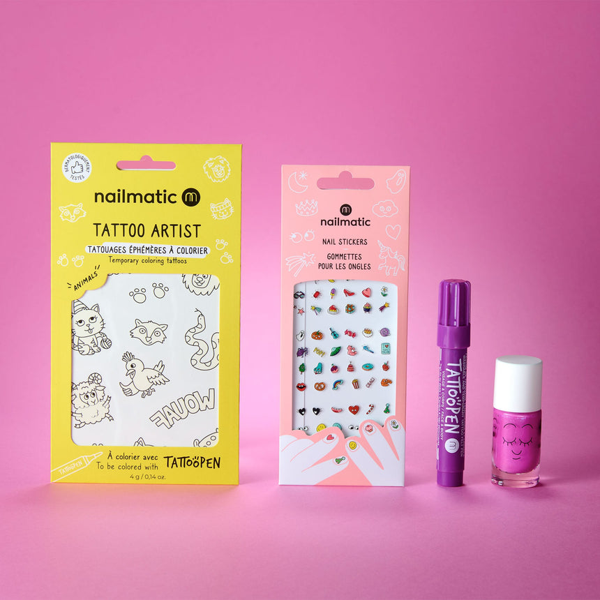 Coffret Artiste Ongles et Tatouages temporaires-Nailmatic-NMT-COFFA-CLÉMENT