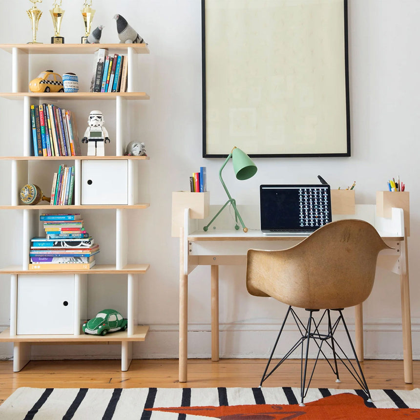 Bureau De Travail Brooklyn - Blanc/ Naturel-Oeuf-OEU-1BD01-CLÉMENT