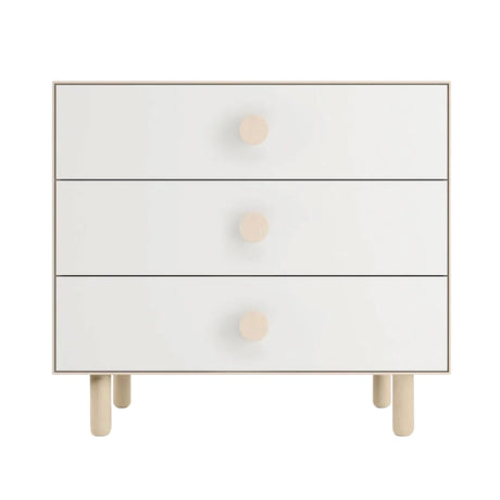 Commode 3 Tiroirs Dot - Blanc/ Naturel-Oeuf-OEU-1M3D-D-01-CLÉMENT