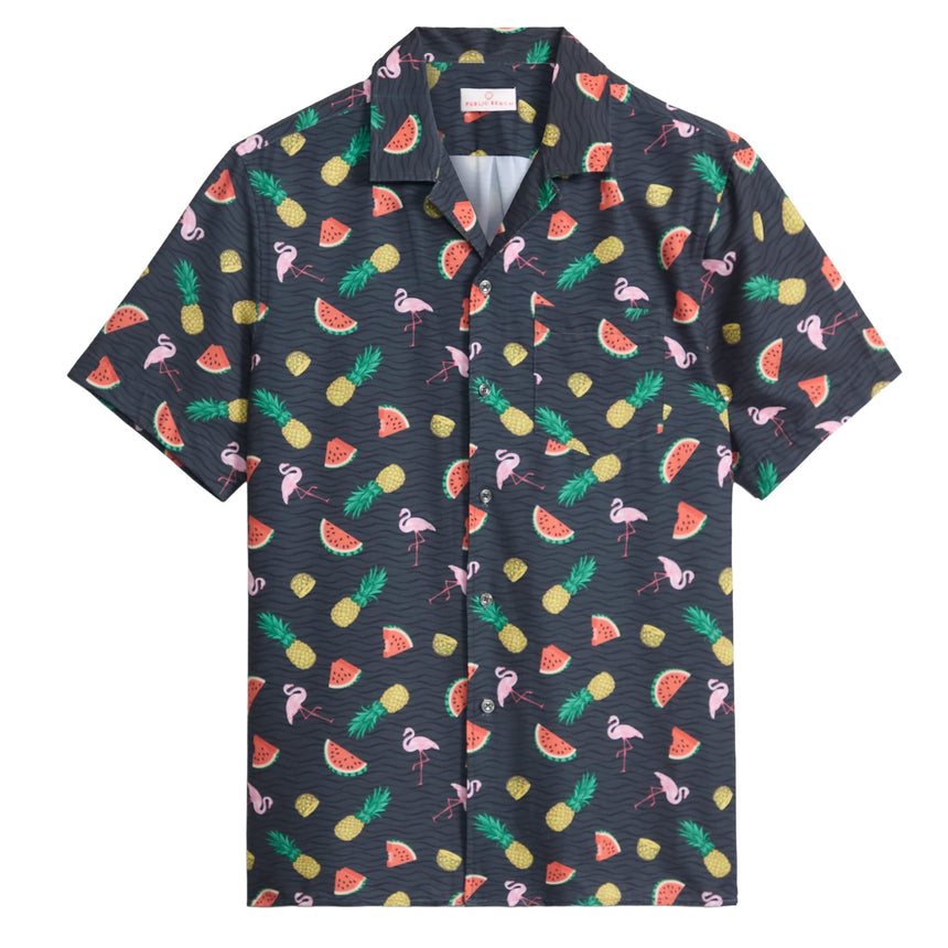 Chemise Imprimée Tropical 8-16ans-Public Beach-Charcoal-8-PBE-PB8231JR-CHA-CLÉMENT