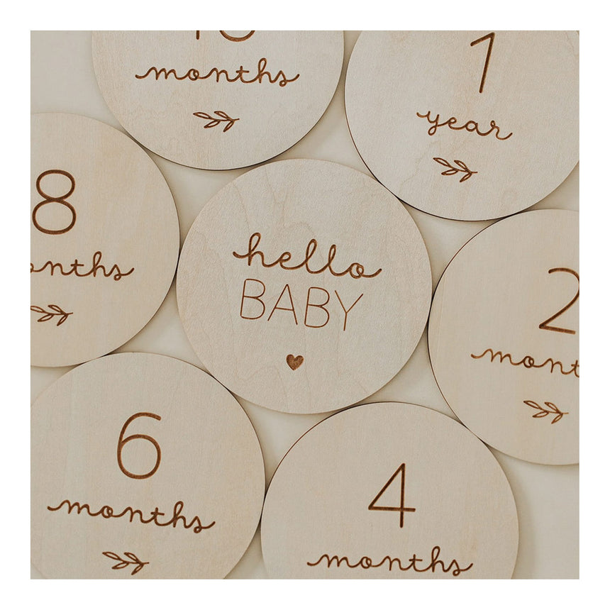 Pastilles en bois - Wooden Baby Milestones (anglais seulement)-Le petit Tableau Noir-PTN-PASTFIRSTYEA-CLÉMENT