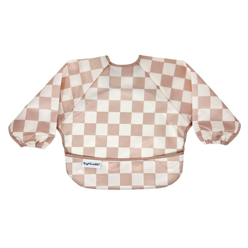 Bavoir Manches Longues - Damier Taupe-Tiny Twinkle-TIN-TT292-CLÉMENT