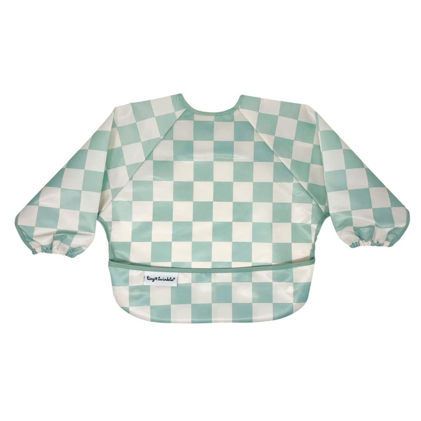 Bavoir Manches Longues - Damier Sauge-Tiny Twinkle-TIN-TT294-CLÉMENT