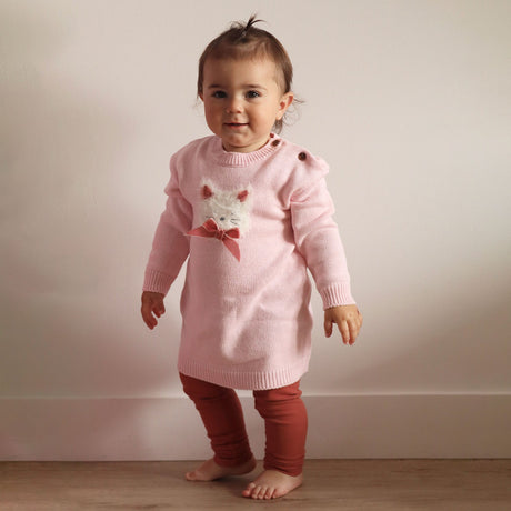 Robe Tricot Poésie Fleurs 3-24mois-Chat Botte-CHI-2251411C-PIN-CLÉMENT