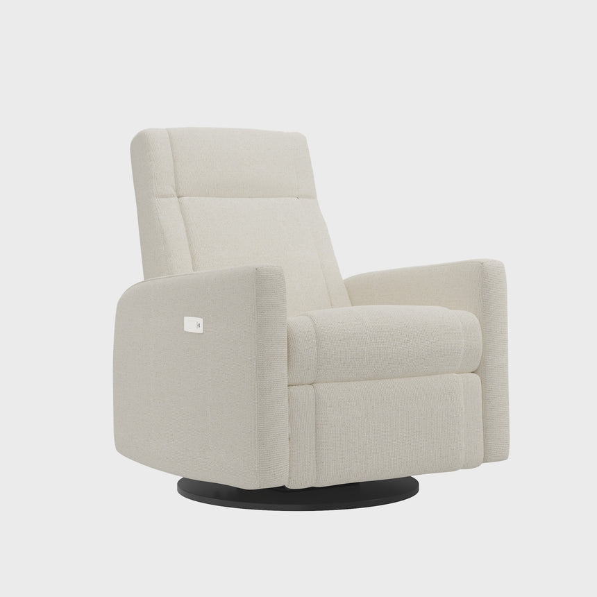 Grand Fauteuil Berçant et Pivotant Nelly avec Mécanisme Électrique - Henequen (Tissu anti-tache)